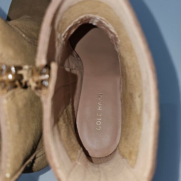 NEW Cole Haan Naia Ankle Bootie Womens 8 Golden Toffee Suede Western Cowgirl - Picture 11 of 14